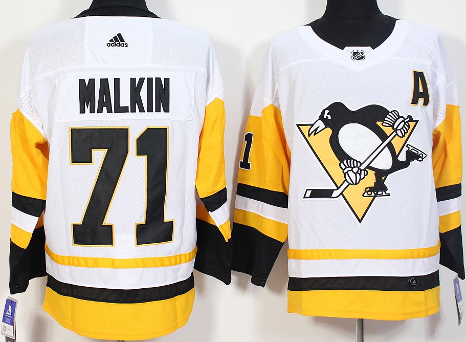 Men Pittsburgh Penguins #71 Malkin White Hockey Stitched Adidas NHL Jerseys